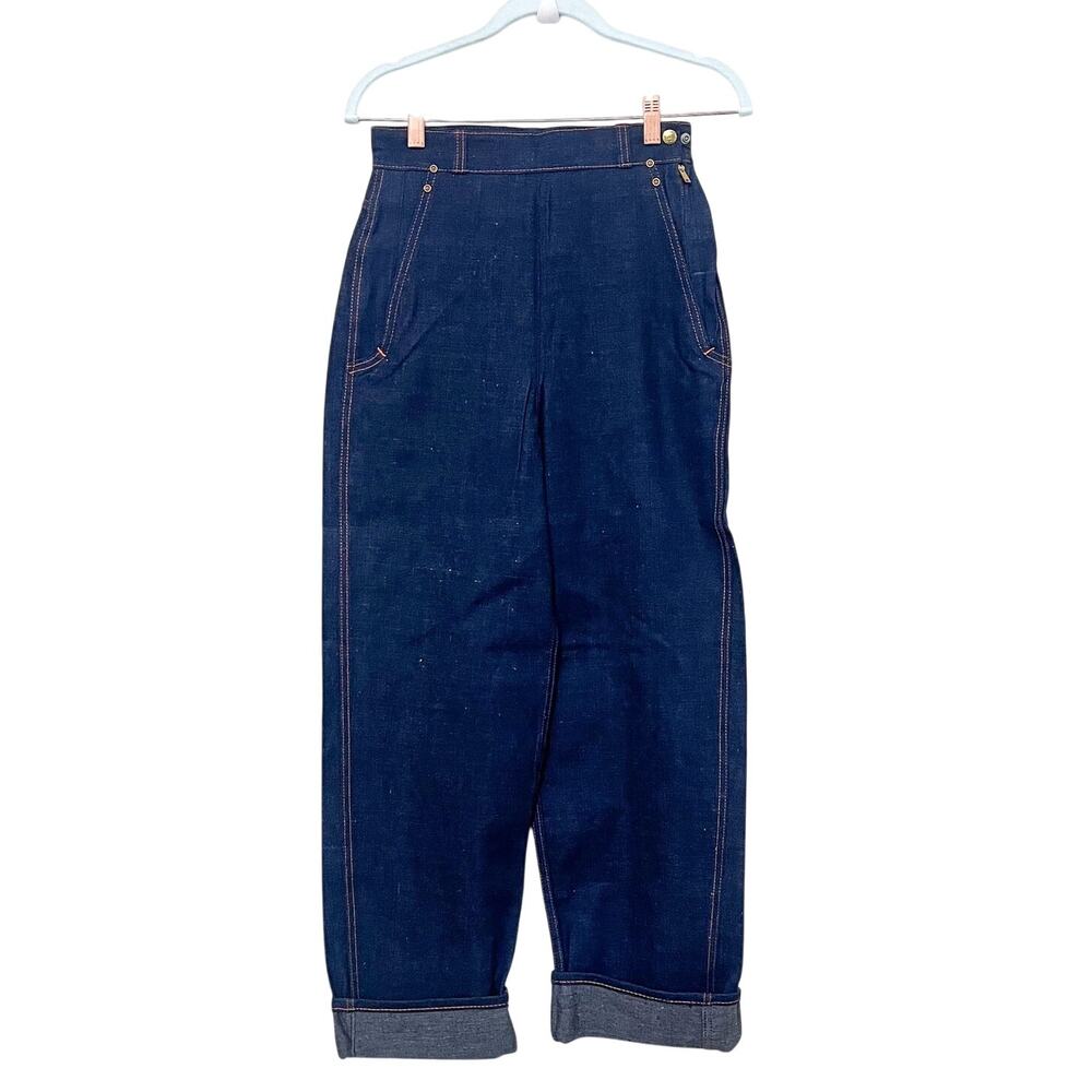 Vintage 50s Big Smith Wide Leg Womens‎ Jeans Size 25 Denim High Rise Chore Barn